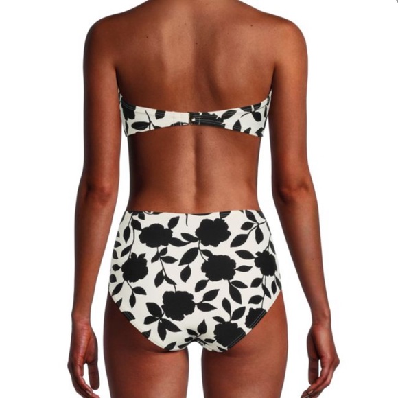 NWT ♠️ Kate Spade BLACK Floral belted High-Waist Bikini Swim Bottom | S - Picture 2 of 10